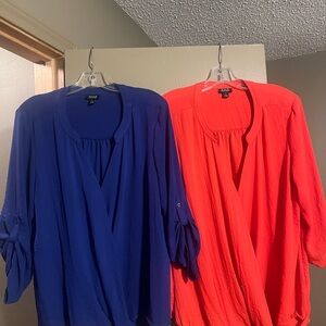 a.n.a Women's Blouse Set - Vibrant Blue and Bold orange